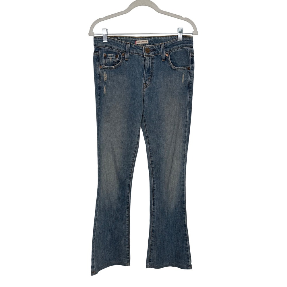 Levi Strauss Signature Women's Medium Wash Distressed Denim Bootcut Jeans Size 3